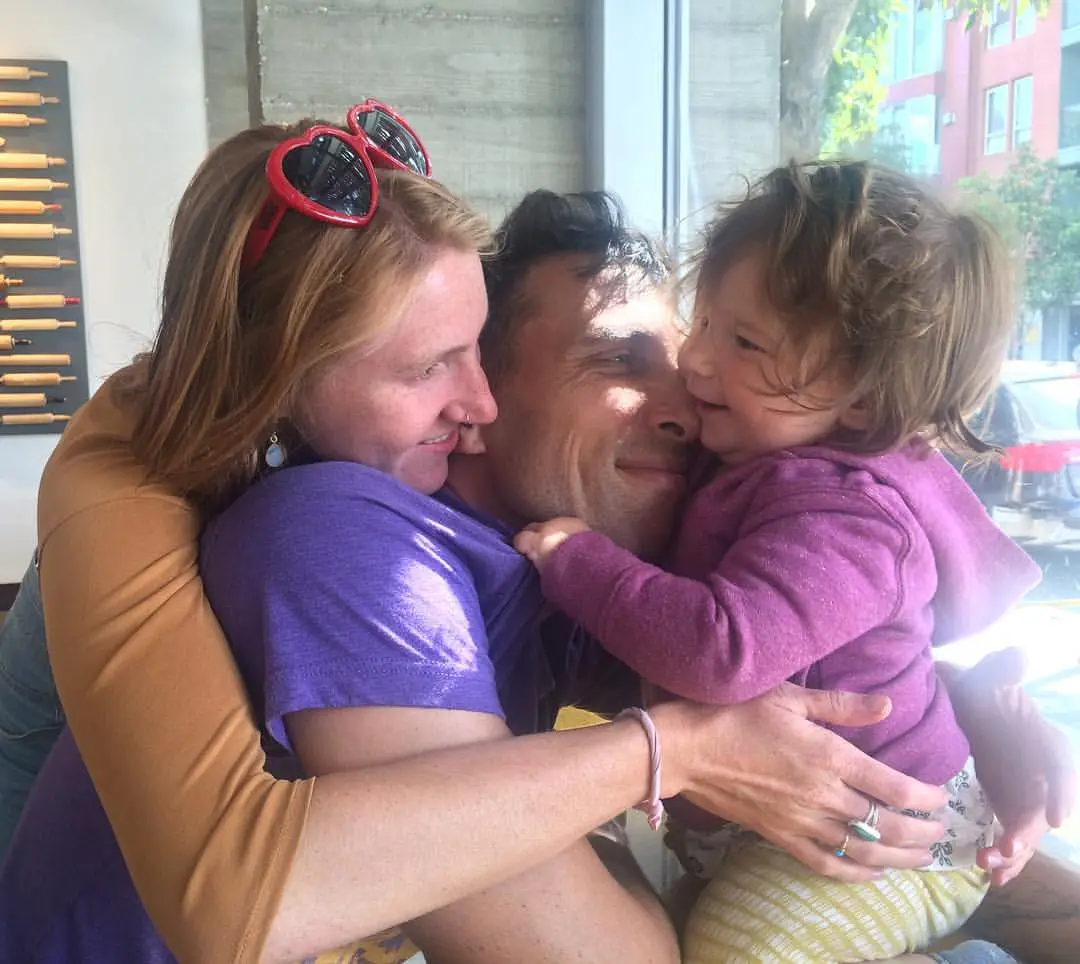 Family hugging